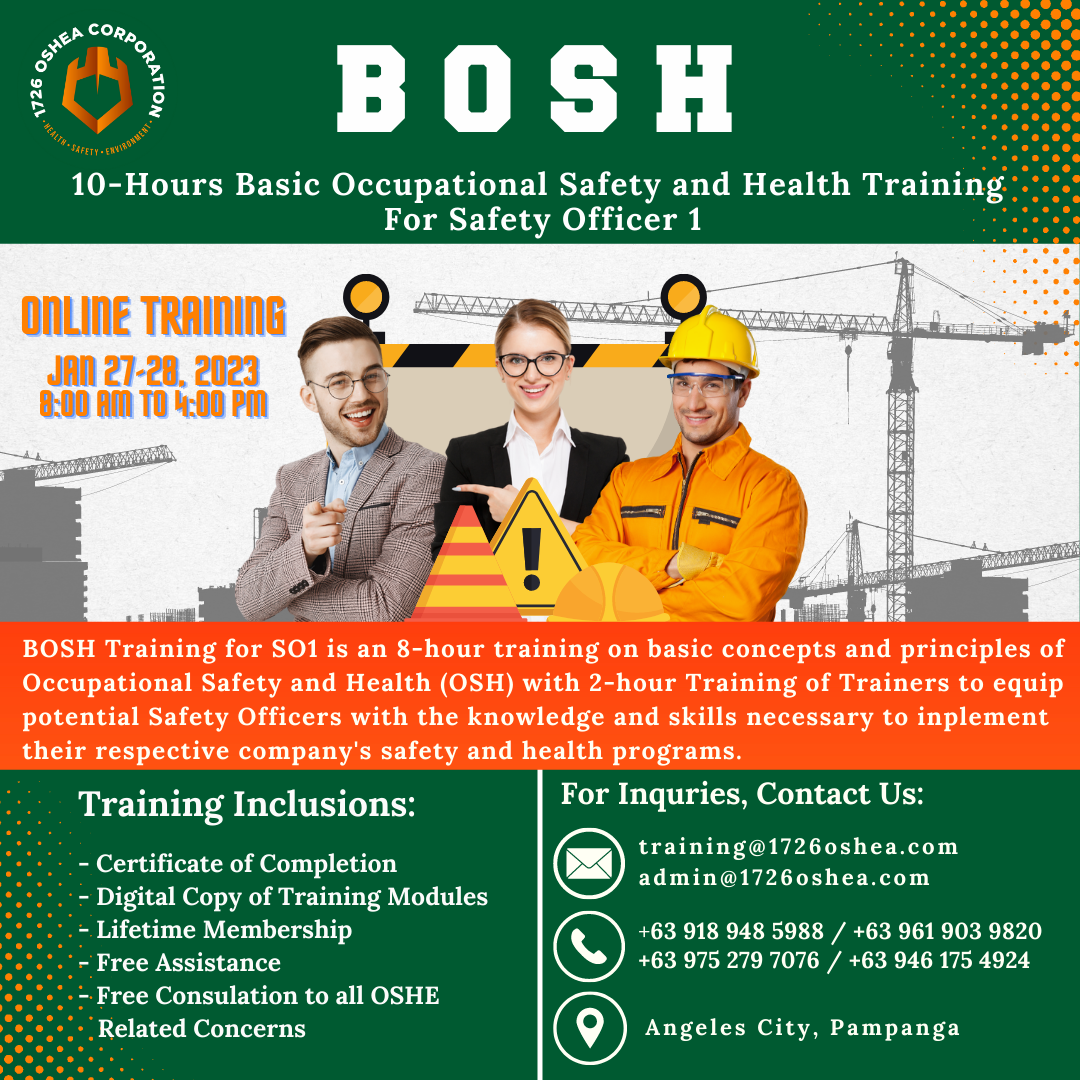 Basic Occupational Safety And Health Training For Safety Officer 1 With Training Of Trainers 